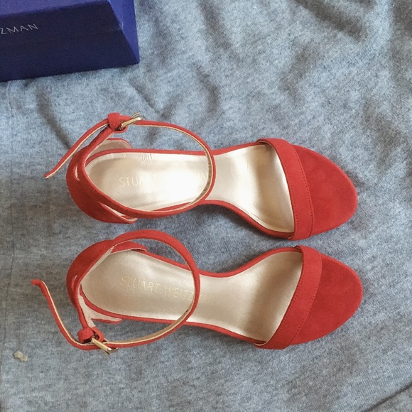 Stuart Weitzman NearlyNude Sandal, Red - Picture 2 of 3